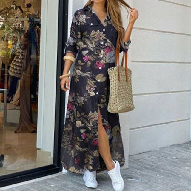 Women Long Sleeve Shirt Party Dresses - keikeishopping