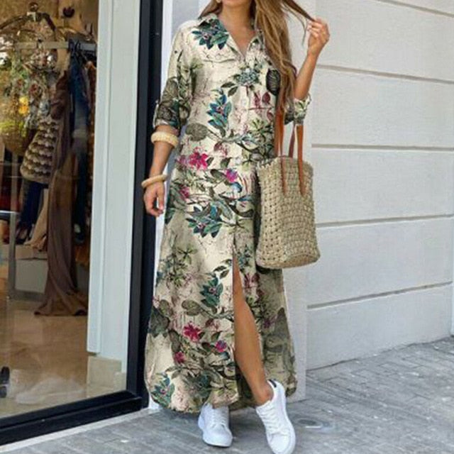 Women Long Sleeve Shirt Party Dresses - keikeishopping