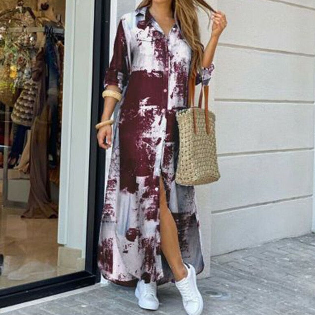 Women Long Sleeve Shirt Party Dresses - keikeishopping