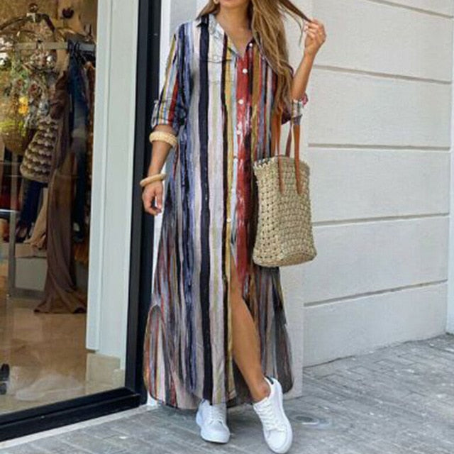 Women Long Sleeve Shirt Party Dresses - keikeishopping