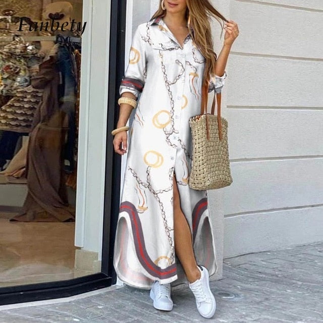 Women Long Sleeve Shirt Party Dresses - keikeishopping