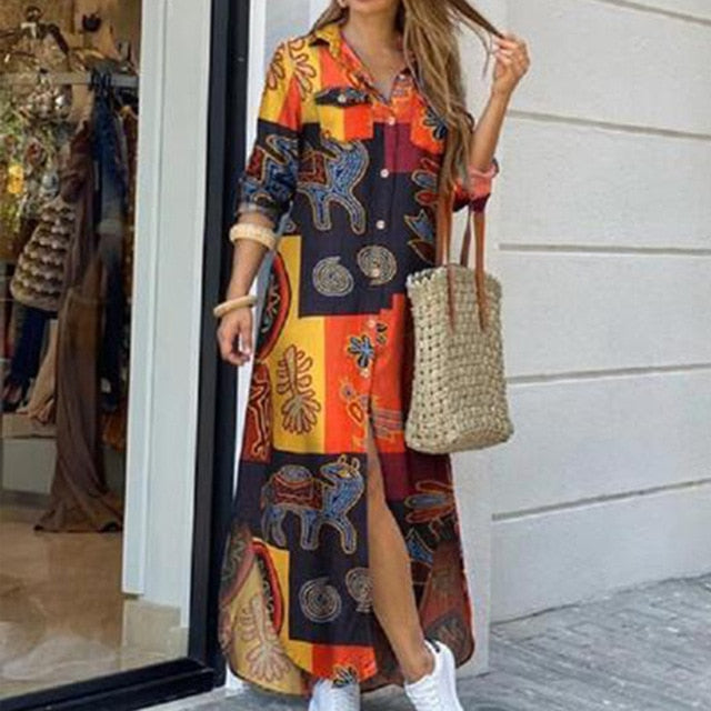 Women Long Sleeve Shirt Party Dresses - keikeishopping