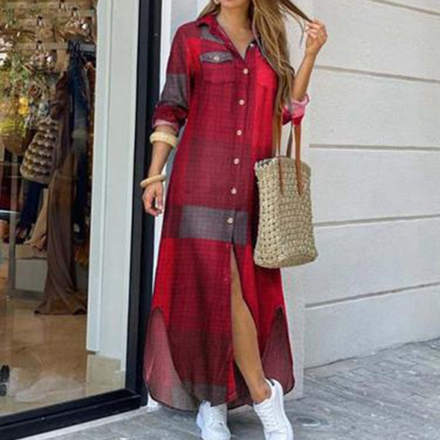Women Long Sleeve Shirt Party Dresses - keikeishopping