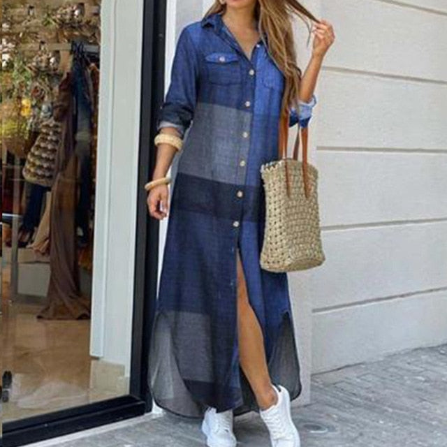 Women Long Sleeve Shirt Party Dresses - keikeishopping