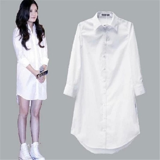 Women Blouse Shirt Long Sleeve White - keikeishopping