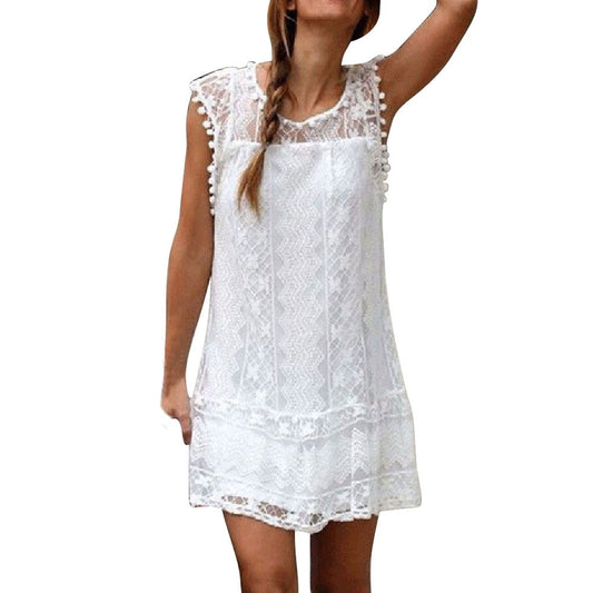 Women Casual Lace Sleeveless Dress - keikeishopping