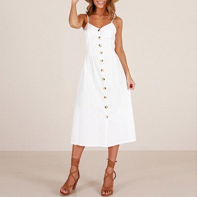 Women Dress Sundress Backless Polka Dot Striped - keikeishopping