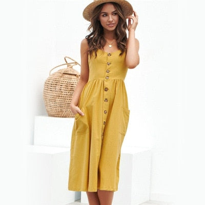 Women Dress Sundress Backless Polka Dot Striped - keikeishopping