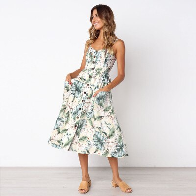 Women Dress Sundress Backless Polka Dot Striped - keikeishopping