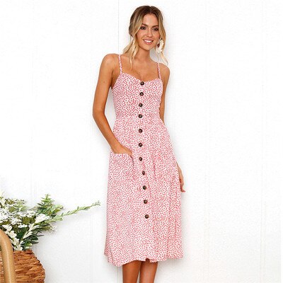 Women Dress Sundress Backless Polka Dot Striped - keikeishopping