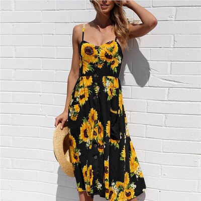 Women Dress Sundress Backless Polka Dot Striped - keikeishopping