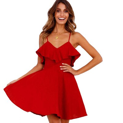 Women Dress Sundress Backless Polka Dot Striped - keikeishopping