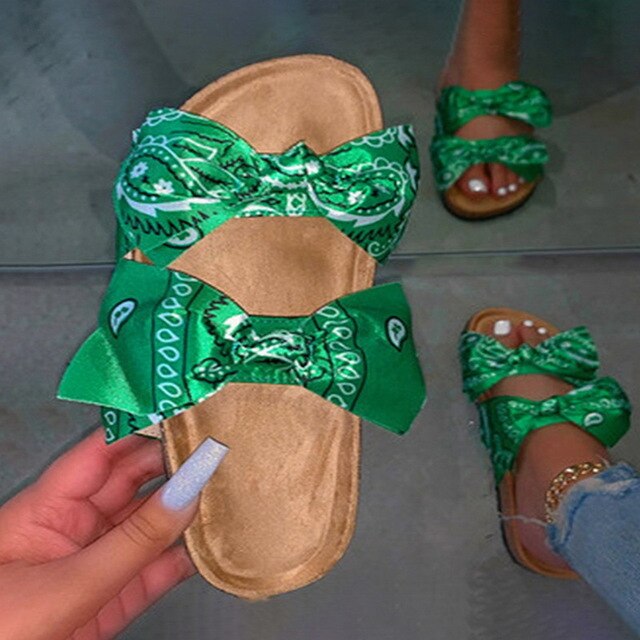 Women's Comfy Bandana Slip-On Slippers Slide Indoor Outdoor Flip-flops Beach Shoes  Summer Toe Flip Flops Non-Slip - keikeishopping