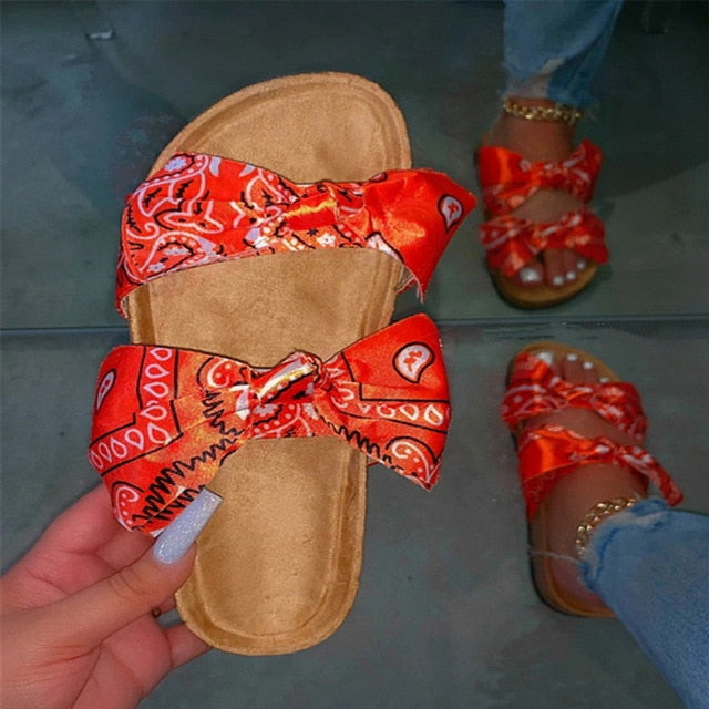 Women's Comfy Bandana Slip-On Slippers Slide Indoor Outdoor Flip-flops Beach Shoes  Summer Toe Flip Flops Non-Slip - keikeishopping