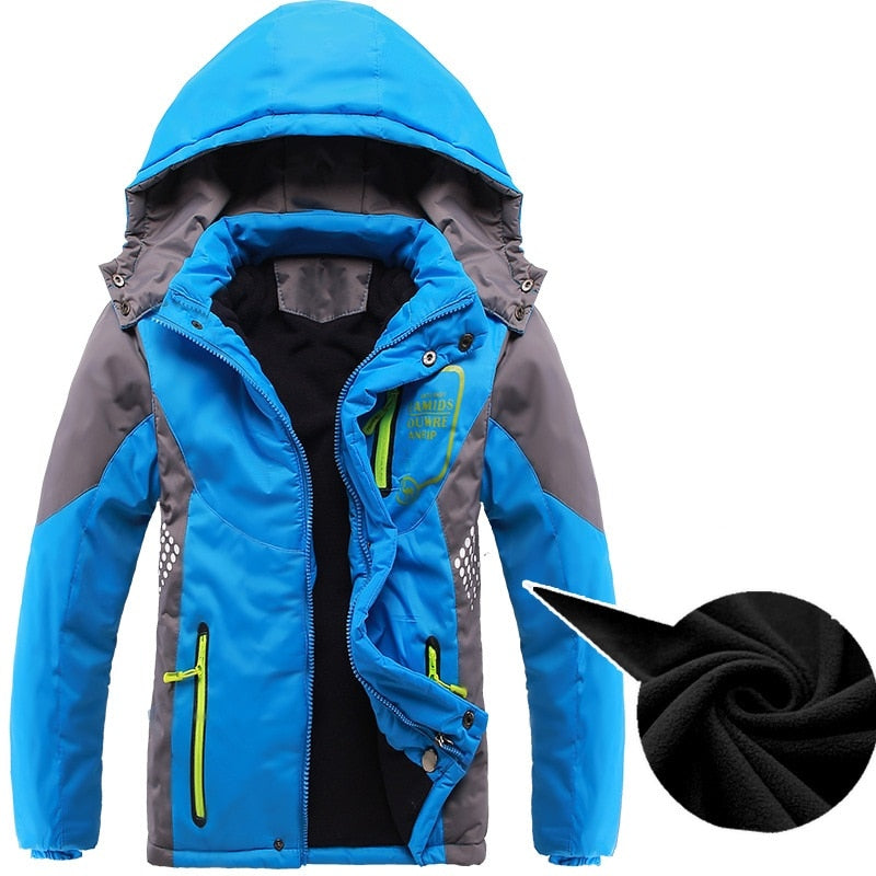 Winter Thicken Warm Fleece Padded Child Coat Double-deck Windproof Boys Girls Jackets Children Outerwear For 3-14 Years Old