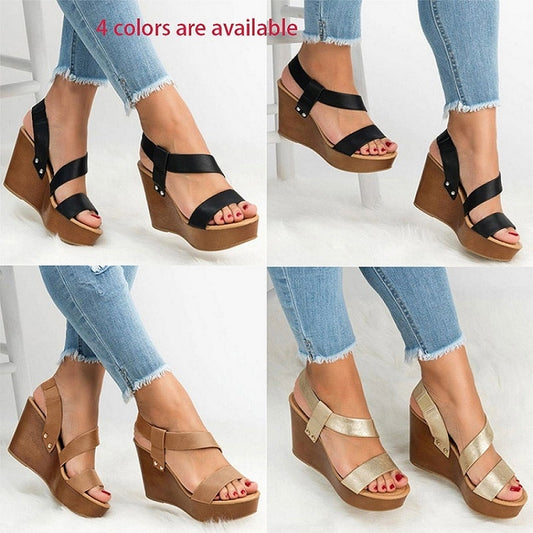 Women Sandals Wedge Platform Sandals Summer Slip On Ladies High Heels Shoes Fashion Open Toe Casual Female Footwear 2021 Plush - keikeishopping
