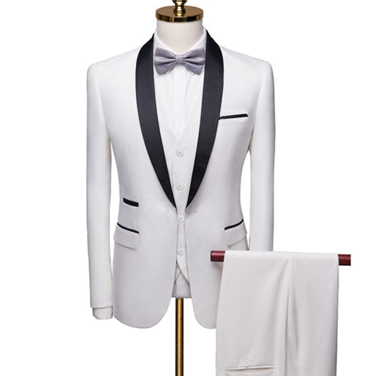 Men Three Pieces Jacket Trousers Slim Fit Suit - keikeishopping
