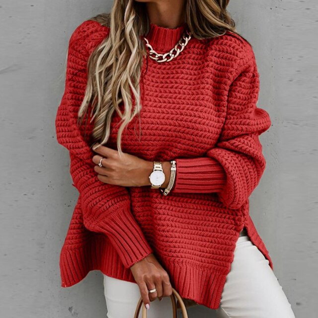 Winter Solid Clothes Turtleneck Women 2021 Loose Korean Fashion Oversized Pullover Elegant Knitted Sweater Pullovers Fashion