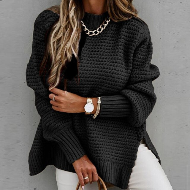 Winter Solid Clothes Turtleneck Women 2021 Loose Korean Fashion Oversized Pullover Elegant Knitted Sweater Pullovers Fashion