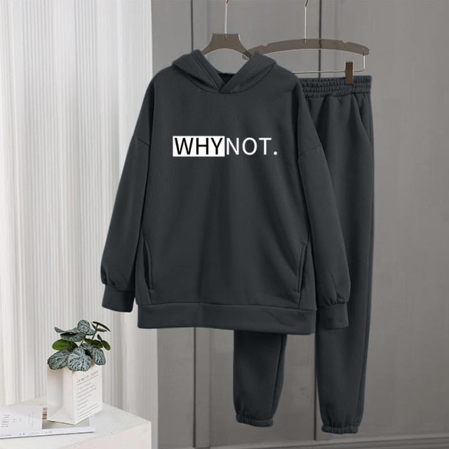 Women's Tracksuit Fleece Hooded Two Piece Set Oversized Hoodies Jogger Pants Sets Female 2021 Autumn Casual Lady Sportswear Suit
