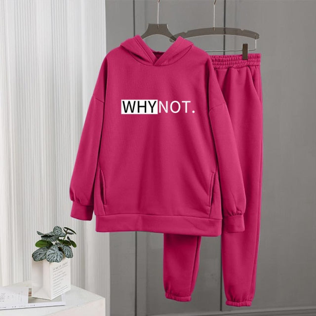 Women's Tracksuit Fleece Hooded Two Piece Set Oversized Hoodies Jogger Pants Sets Female 2021 Autumn Casual Lady Sportswear Suit