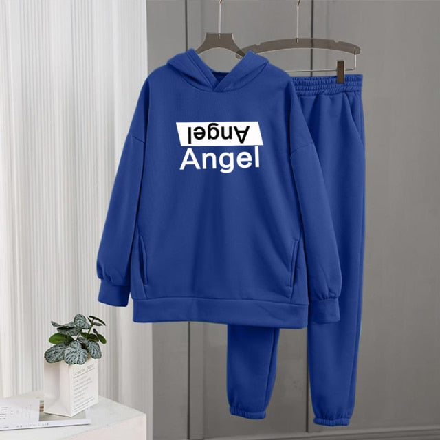 Women's Tracksuit Fleece Hooded Two Piece Set Oversized Hoodies Jogger Pants Sets Female 2021 Autumn Casual Lady Sportswear Suit