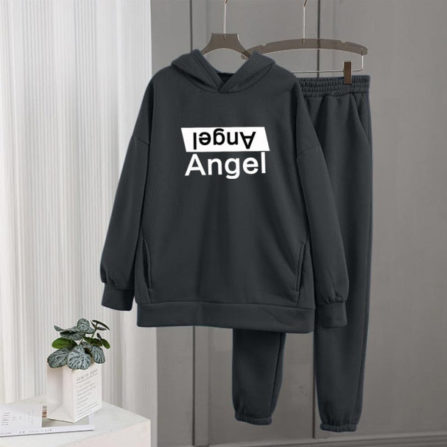 Women's Tracksuit Fleece Hooded Two Piece Set Oversized Hoodies Jogger Pants Sets Female 2021 Autumn Casual Lady Sportswear Suit