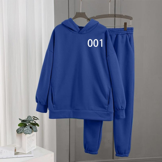 Women's Tracksuit Fleece Hooded Two Piece Set Oversized Hoodies Jogger Pants Sets Female 2021 Autumn Casual Lady Sportswear Suit