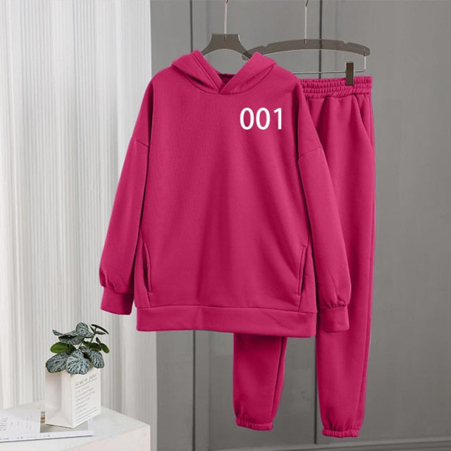 Women's Tracksuit Fleece Hooded Two Piece Set Oversized Hoodies Jogger Pants Sets Female 2021 Autumn Casual Lady Sportswear Suit