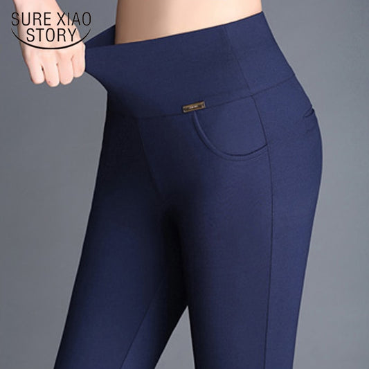 Vintage Plus Size Slim Long Trousers Women High Waist Stretch Leggings Sexy Leggings Office Casual Pencil Pants Women 7229 50