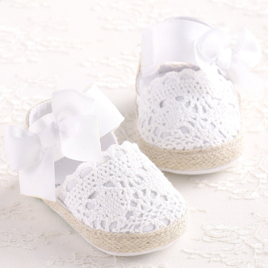 WONBO Baby Girl Newborn Shoes Spring Summer Sweet Very Light Mary Jane Big Bow Knitted Dance Ballerina Dress Pram Crib Shoe - keikeishopping